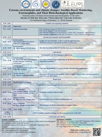 III International Workshop on Extremophiles: “Extreme Environments and Climate Change: Satellite-Based Monitoring, Extremophiles and Biotechnological Applications”